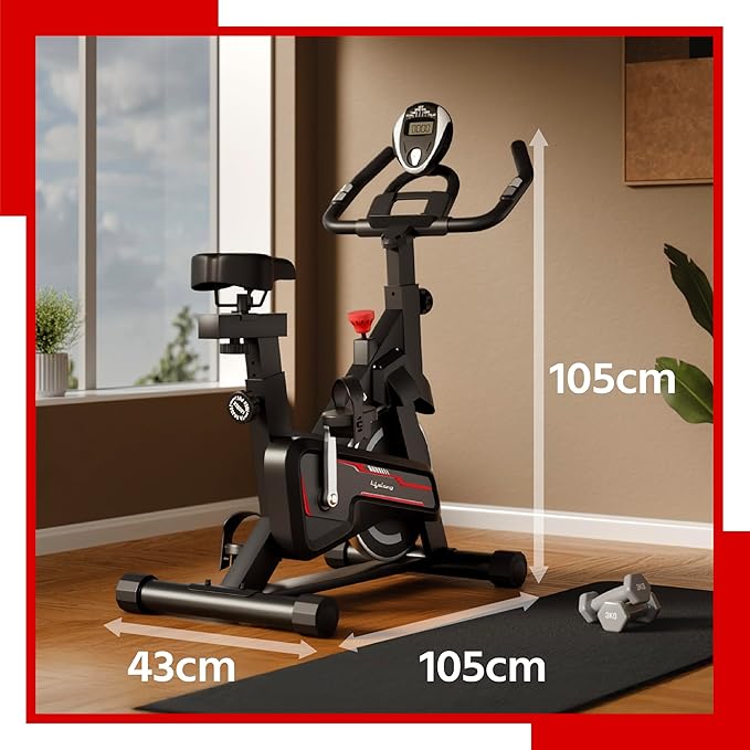 Lifelong Fit Pro Spin Fitness Bike for Home | Exercise Bike for Cardio Workout with 7 KG Flywheel, Adjustable Resistance & LED Display | Cushioned Adjustable Seat | Non-Slip Pedals | Max User Weight 120 KG