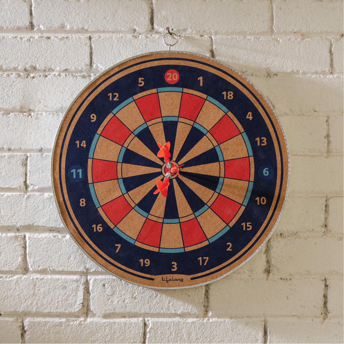 Wooden 18inch Double Sided Dartboard with 4 Darts