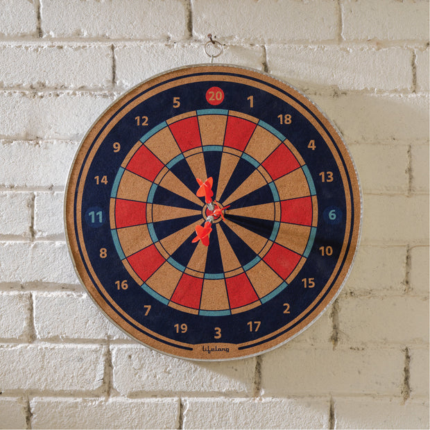 Lifelong wooden 18inch double sided dartboard with 4darts