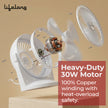 Lifelong 180mm Air Circulator Table cum Wall Fan | 30W High Air Delivery 350 CMM | 3 Speed 2275 RPM | Wall Mount Hook | Compact Table Fan (White)