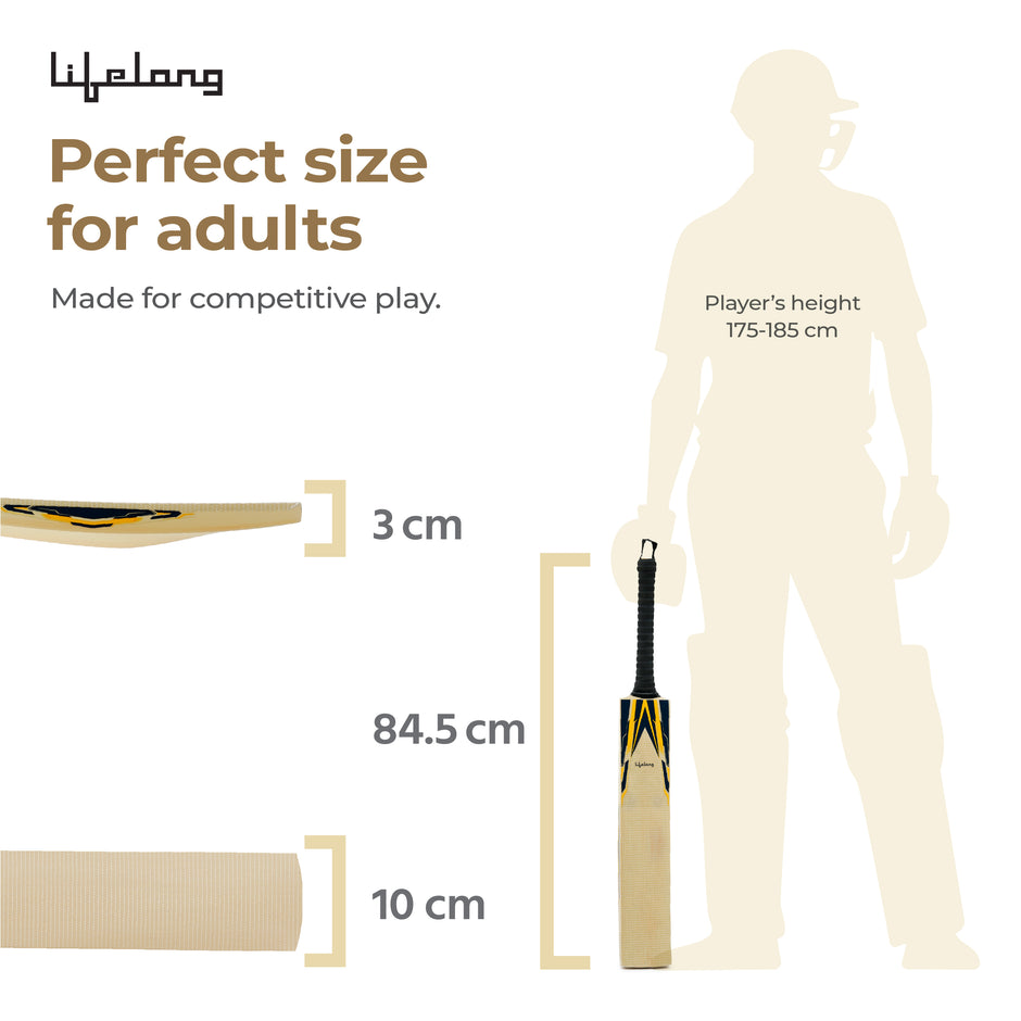 Buy Lifelong Poplar Wood Tennis Ball Cricket Bat | Lightweight & Grip ...