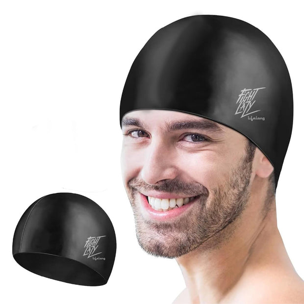 Silicone Swimming Cap Unisex Soft Waterproof for ADult Men, Women( Black)
