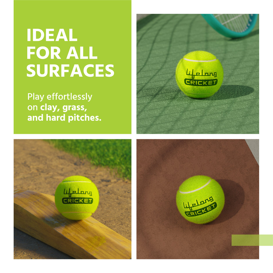 Lifelong Tennis Ball for Cricket and Tennis, Soft & Lightweight, Tournament & Turf Use (Set of 3)