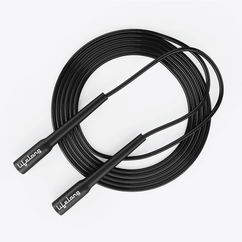 Skipping Rope for Men, Women & Kids – Tangle-Free Jump Rope for Fitness & Weight Loss (Black)