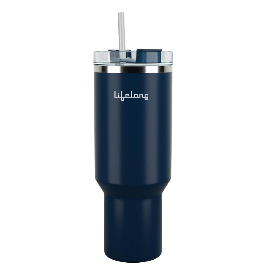 Double-Walled Vacuum Insulated Tumbler with Lid & Straw 900ml | Keeps Drinks Hot for 8 Hours & Cold for 12 Hours | Stainless Steel & Comfort-Grip Shape