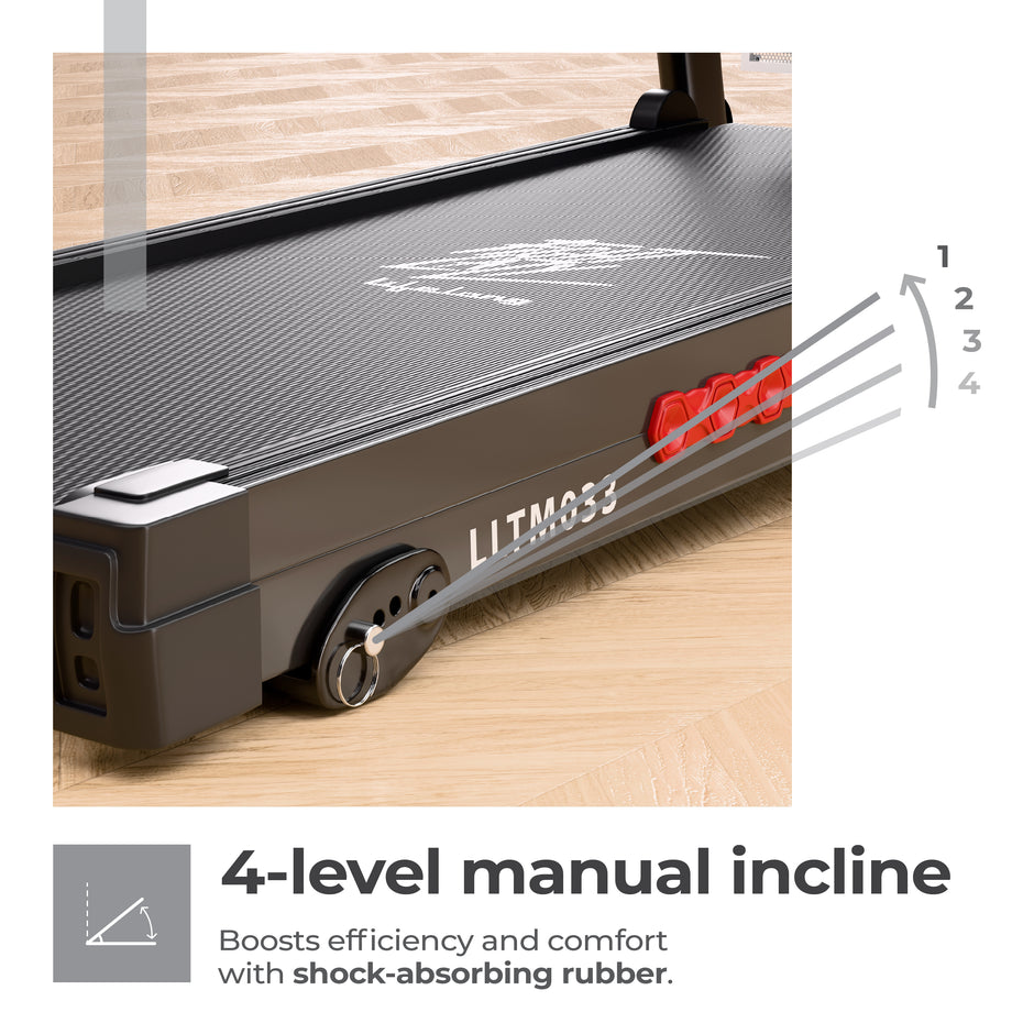 100kg Motorized Treadmill | 4HP Peak | 3-level Incline, Foldable, Bluetooth