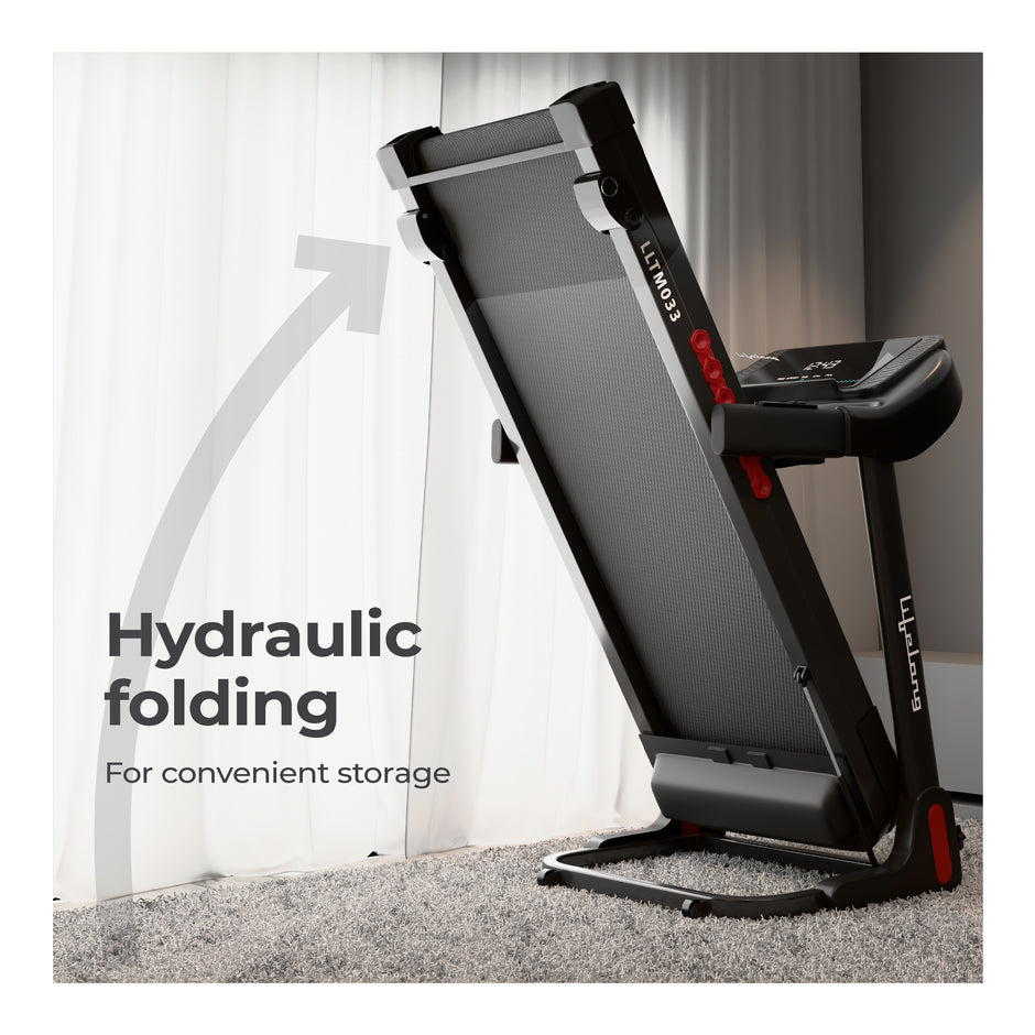 100kg Motorized Treadmill | 4HP Peak | 3-level Incline, Foldable, Bluetooth