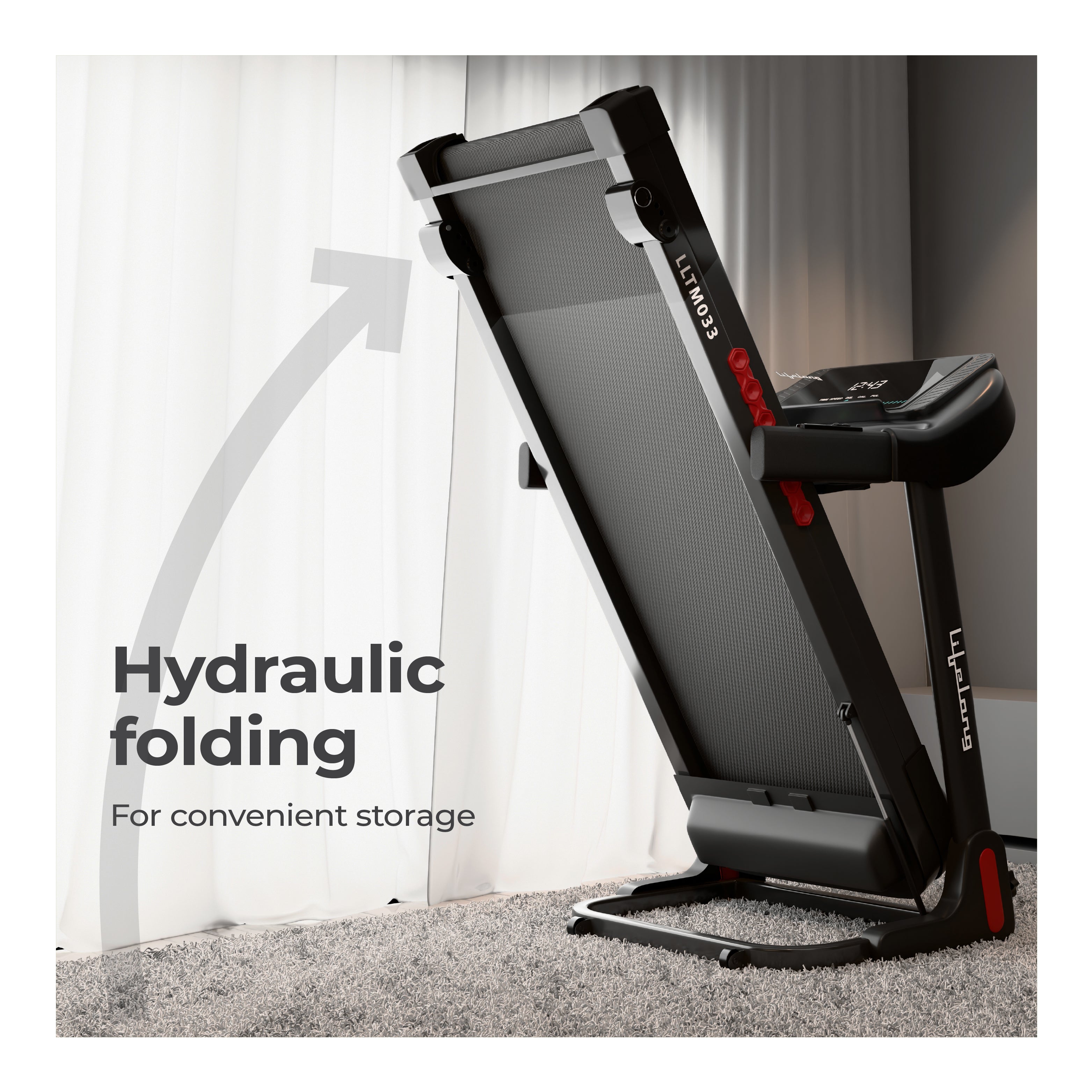 100kg Motorized Treadmill | 4HP Peak | 3-level Incline, Foldable, Bluetooth