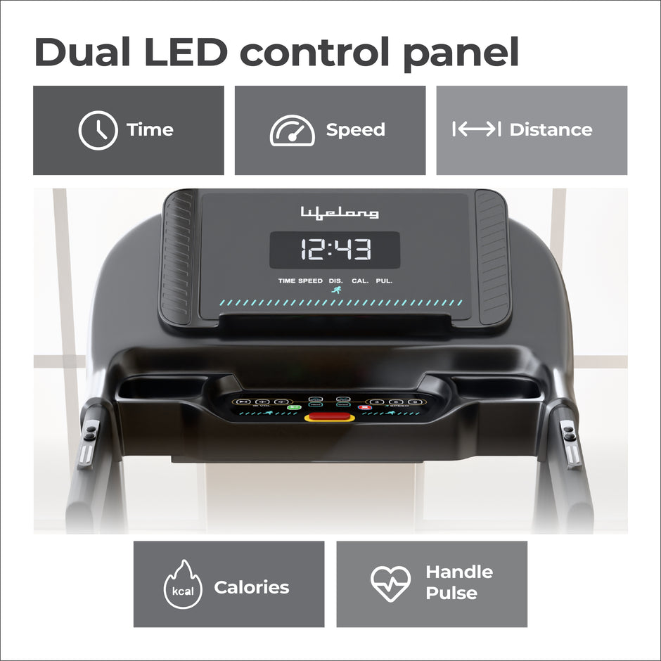 100kg Motorized Treadmill | 4HP Peak | 3-level Incline, Foldable, Bluetooth