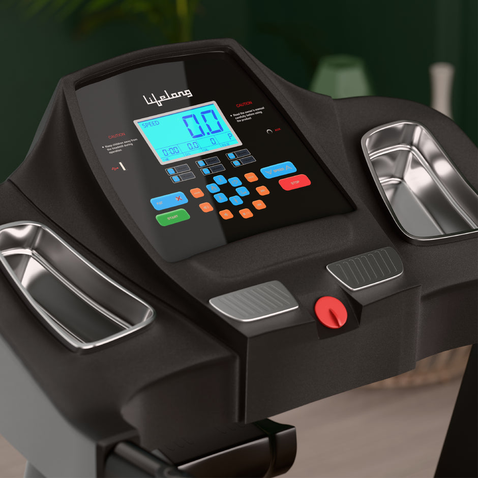 Treadmill with 3-Level Incline, Massager, LCD Display & App Support | 110kg Capacity