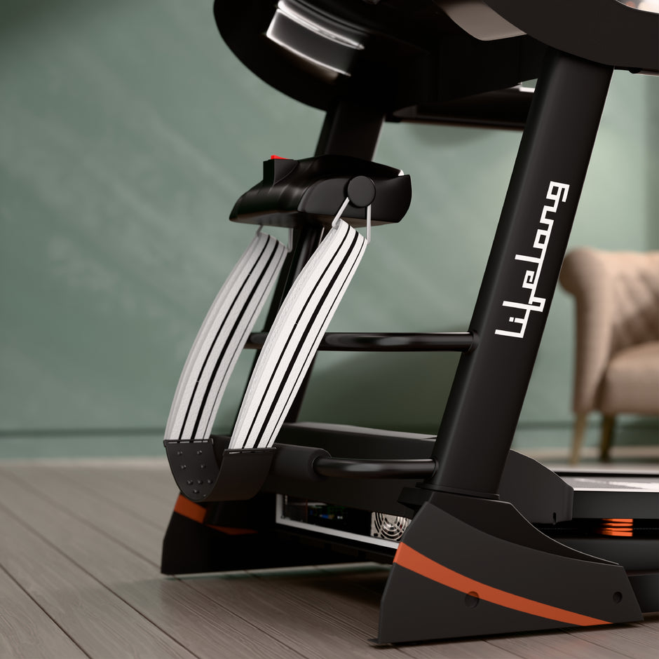 Treadmill with 3-Level Incline, Massager, LCD Display & App Support | 110kg Capacity