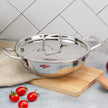 Lifelong Triply Kadhai with Steel Lid - Stainless Steel 26 cm Kadhai with 3.25 Litre Capacity Even Heat Distribution, Ideal for Frying & Sautéing, Induction & Gas Compatible Cookware(LLTPDK26, Silver)