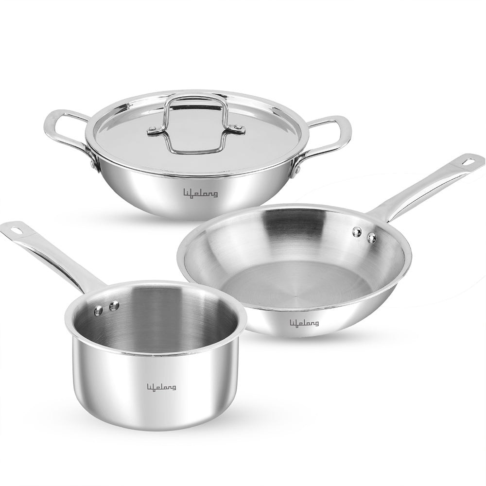 Triply Cookware Set with Stainless Steel Lid