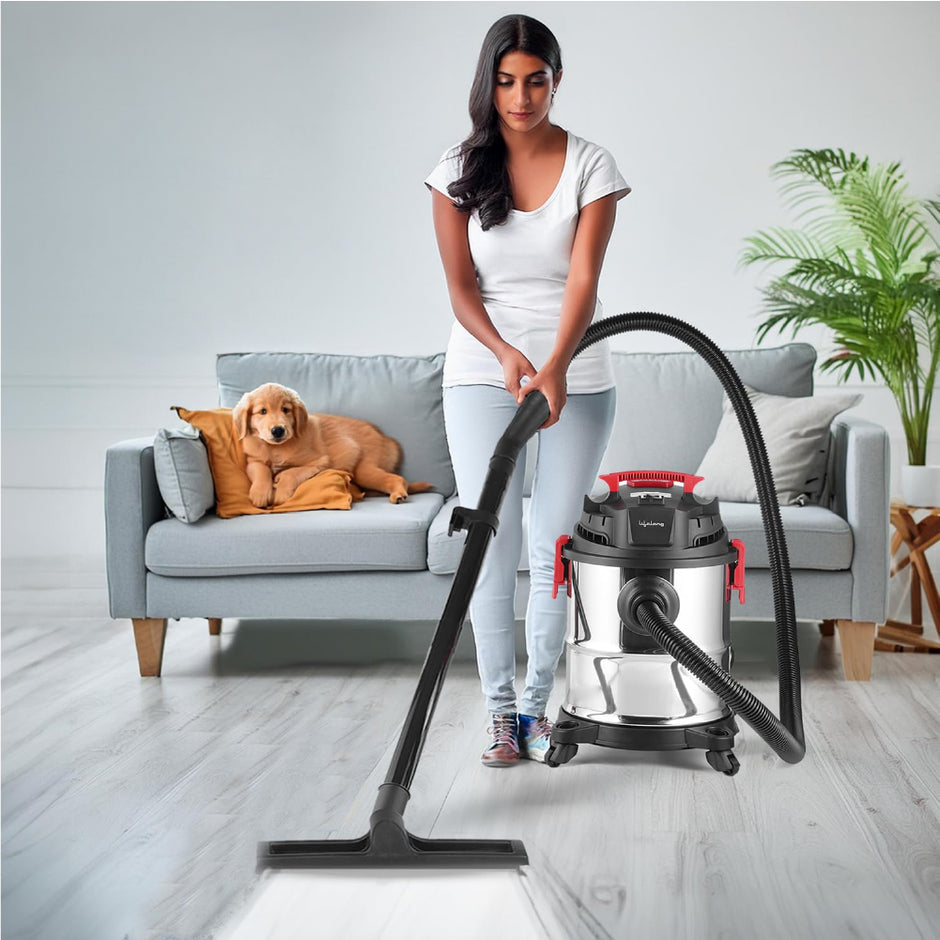 21 Litre Foam Vacuum Cleaner for Home 1200 W,Wet&Dry Floor Cleaner Brush with Blower Function,16Kpa Suction Power,Stainless Steel Body&Multiple Accessories for Sofa,Bed&Floor Carpet