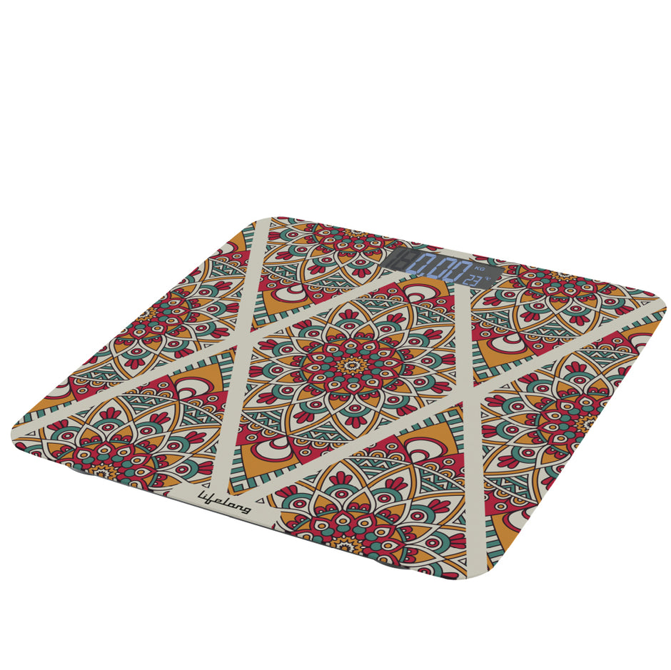 Lifelong LLWS54 Digital Weighing Scale, Rajasthan Design, LCD Display, Tempered Glass (Multicolor)