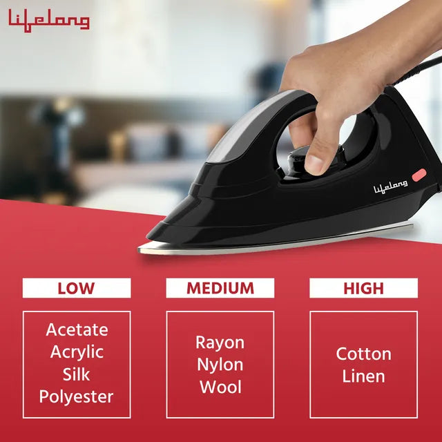 1000-Watt Dry Iron with Non-Stick Soleplate, Lightweight Body, Overheat Safety Protection – White