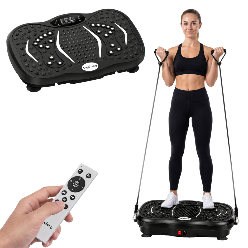 Lifelong Vibration Plate Exercise Machine with Remote & 2Bands| 120kg Load Capacity Home & Gym Full Body Workout Massager for Pain Relief, Weight Loss & Tone Muscles | 5Programs, 120Speeds, Bluetooth