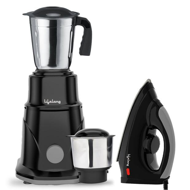 Lifelong Iron and Mixer Combo- 2 Jar with 3 Speed Control