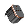 Universal Travel Adapter 4-in-1 Fast Charger with 20W USB-C & 2 USB-A Ports, Adjustable Pins for 150+ Countries (US/UK/EU/AU/Asia), Dual Fuse Protection, Compact Worldwide Power Adapter