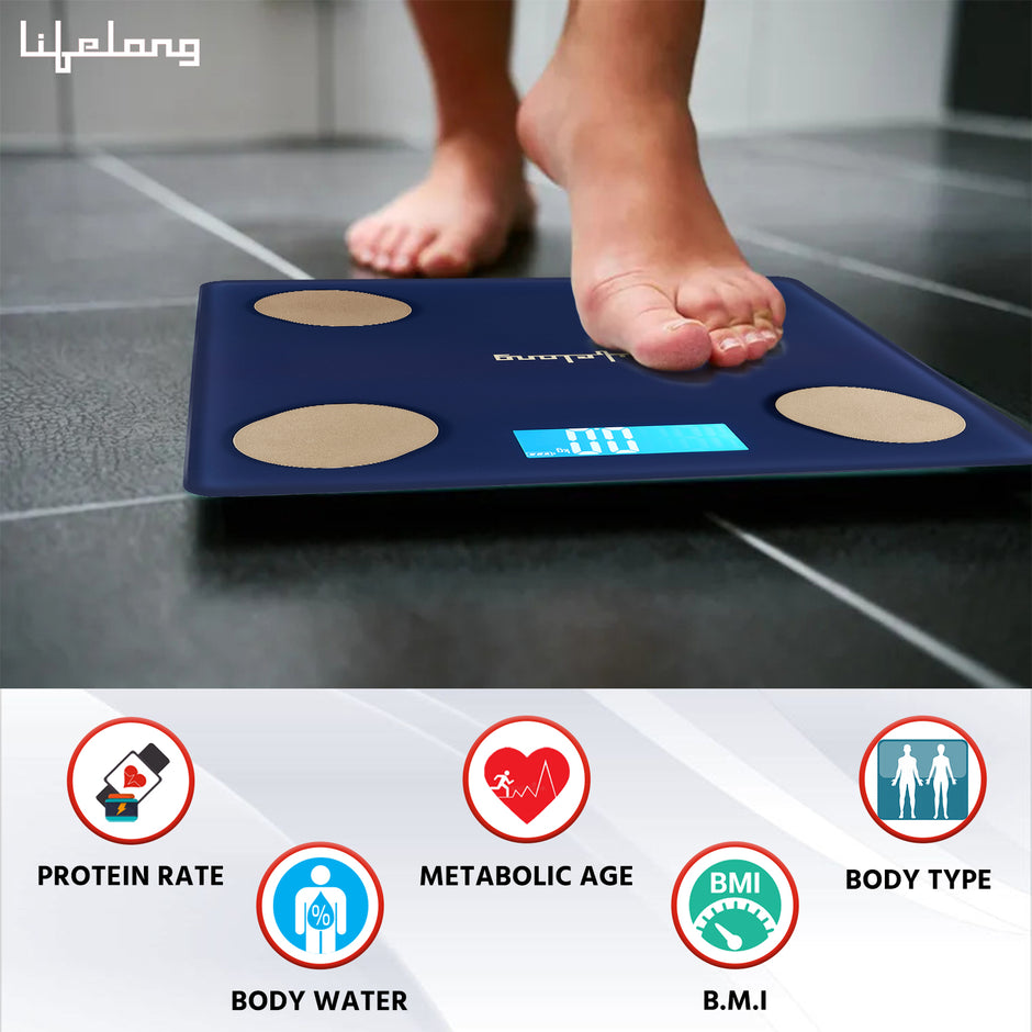 Lifelong Smart Weighing Scale with BMI & 18 Measurement Functions with Lifelong Smart Home App-Bluetooth Sensor Technology | Electronic Weight Machine | Battery Included