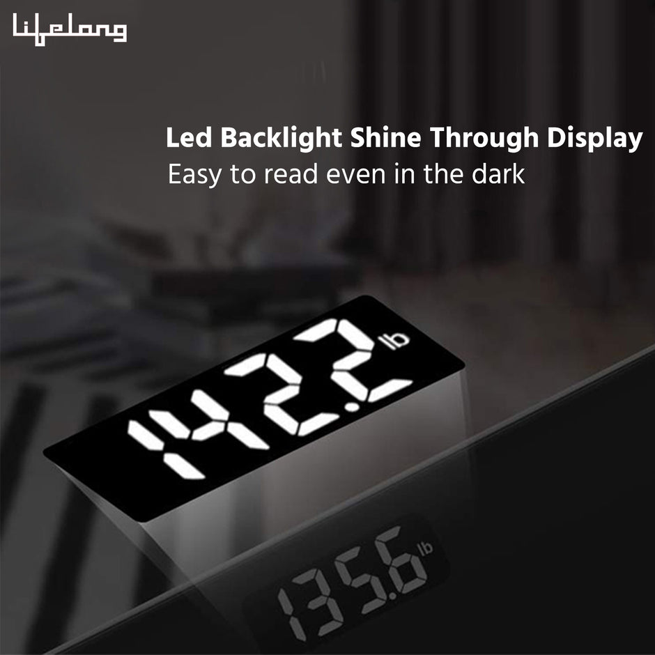 Lifelong Smart Weighing Scale with BMI & 18 Measurement Functions with Lifelong Smart Home App-Bluetooth Sensor Technology | Electronic Weight Machine | Battery Included