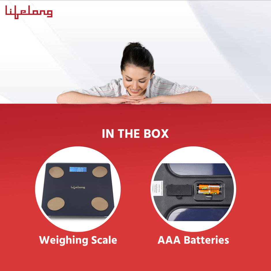 Lifelong Smart Weighing Scale with BMI & 18 Measurement Functions with Lifelong Smart Home App-Bluetooth Sensor Technology | Electronic Weight Machine | Battery Included