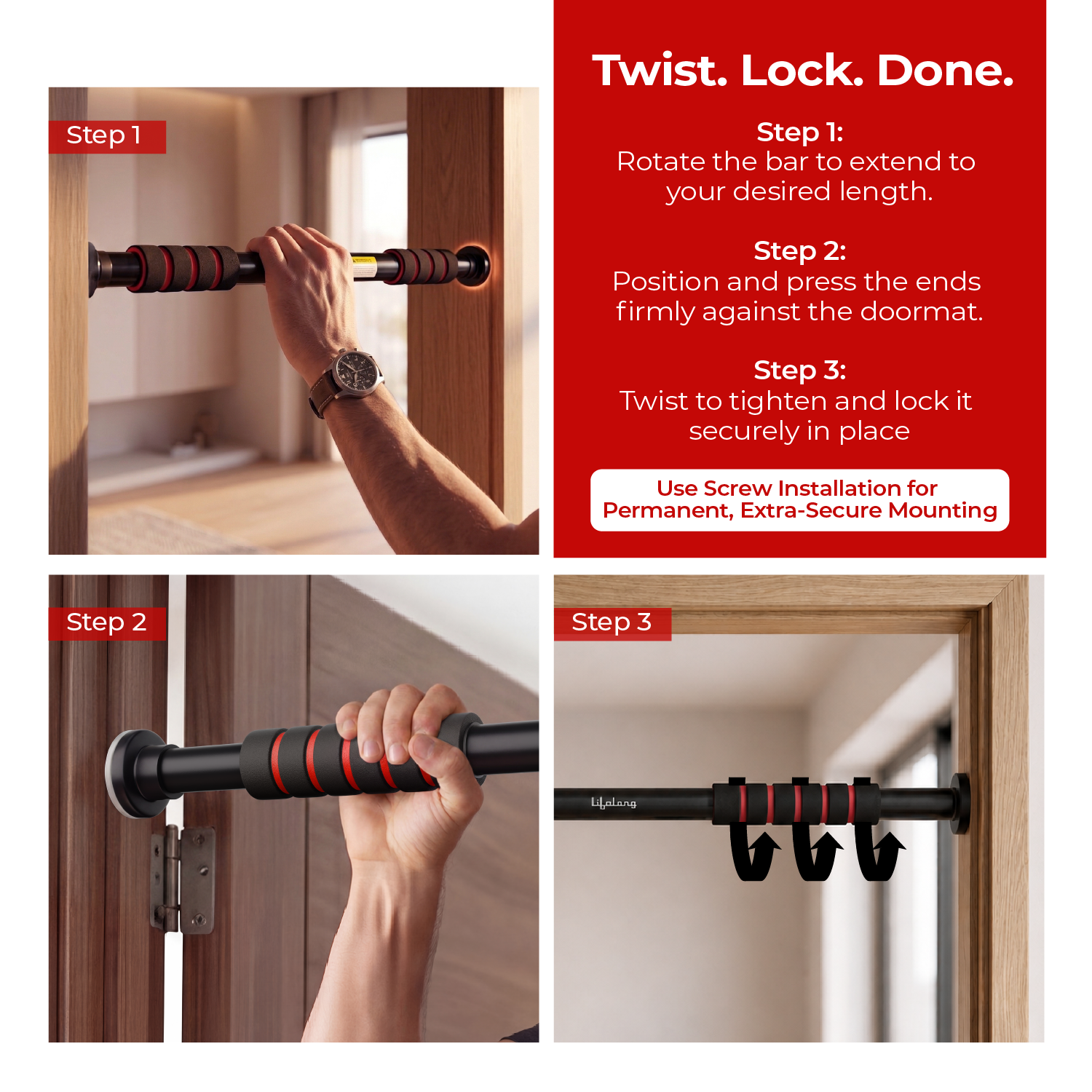 Lifelong Pull Up Bar for Home| Adjustable 62–100 cm Doorway Pull Up Bar with Built-in Leveller |No Drill Installation |100kg Capacity, Anti-Slip Lock, Foam Grip Handles |Gym Equipment for Home Workout