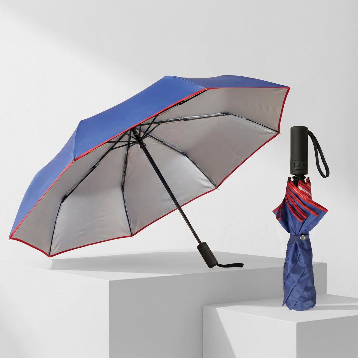 Lifelong Travel Windproof Automatic Umbrella for Rain | 2-Fold Umbrella for Sun Protection | 27” Big Size UV Protection Travel Umbrella for Woman and Man | Auto Open Waterproof Umbrella for Rain (Blue)