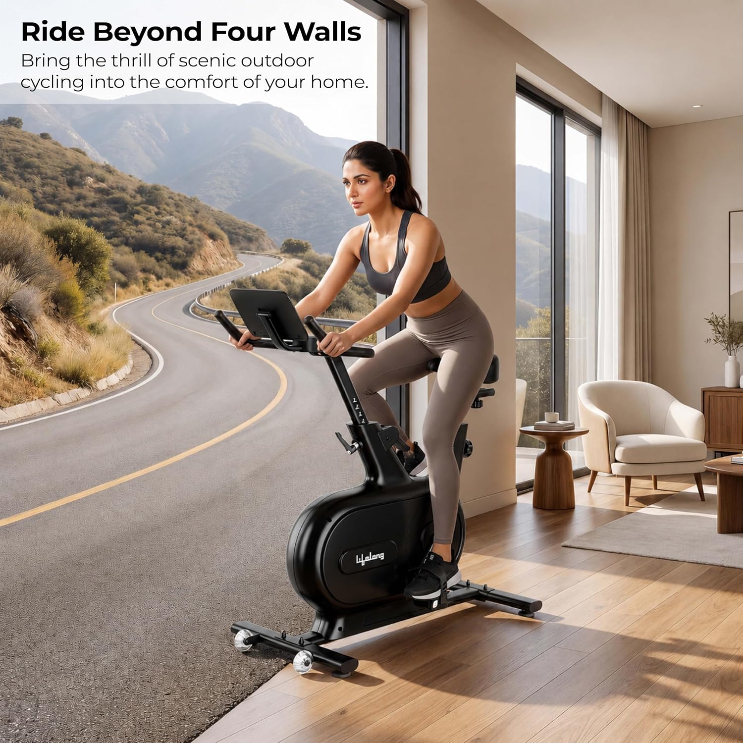 Lifelong Magnetic Spin Fitness Bike|12Kg Flywheel 9-Levels Adjustable Resistance| Gym Equipment| Exercise Cycle for Home with Magnetic Brake|Gym Equipment for Home Workout| Max Weight-120 kg