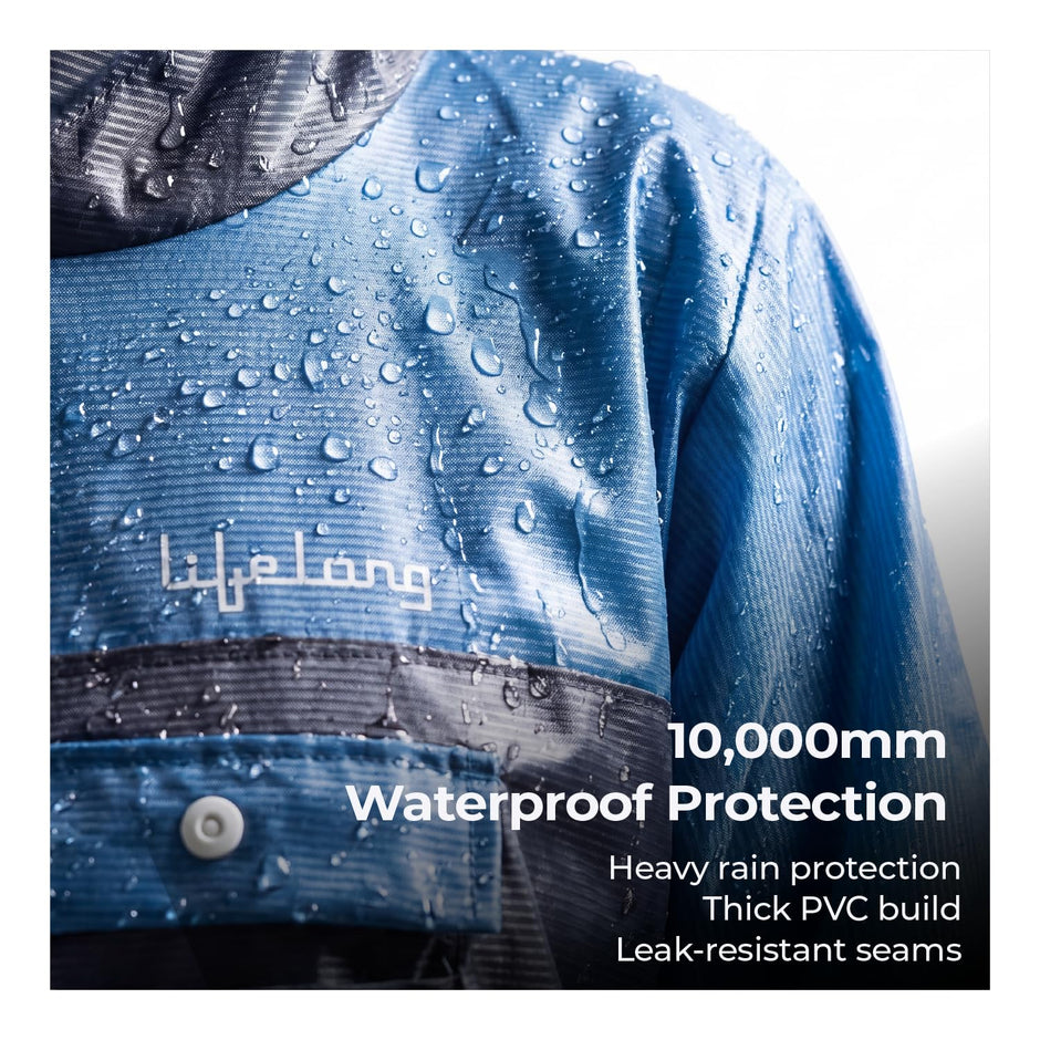 Lifelong Waterproof Unisex Raincoat | Raincoat for Men & Women Waterproof | Hooded Full Sleeves Rainwear | Outdoor Rain Poncho for Boys & Girls | Camping, Hiking & Travelling (1Pc, Navy Blue)