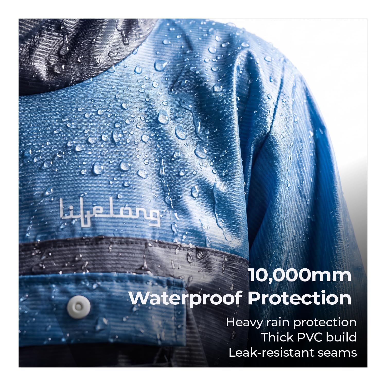 Lifelong Waterproof Unisex Raincoat | Raincoat for Men & Women Waterproof | Hooded Full Sleeves Rainwear | Outdoor Rain Poncho for Boys & Girls | Camping, Hiking & Travelling (1Pc, Navy Blue)