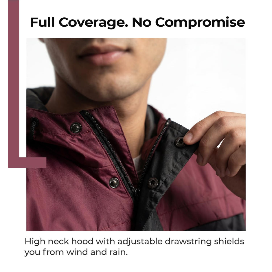 Lifelong Men's Raincoat Set | Raincoat for Men Waterproof | Waterproof Polyester Double-Coated Reversible Rain Suit | Hooded Jacket with Inner Mobile Pocket & Pants | Standard Length for Hiking, Camping