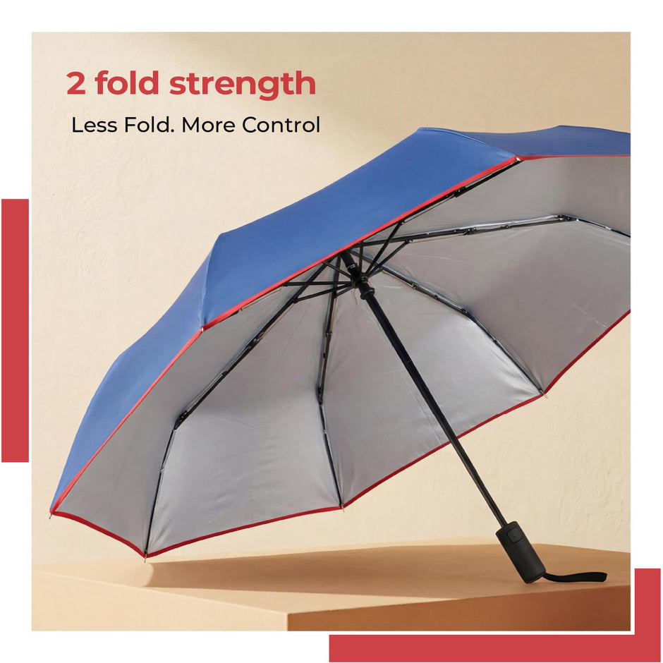 Lifelong Travel Windproof Automatic Umbrella for Rain | 2-Fold Umbrella for Sun Protection | 27” Big Size UV Protection Travel Umbrella for Woman and Man | Auto Open Waterproof Umbrella for Rain (Blue)