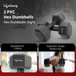 Lifelong PVC Hex Fixed Dumbbells Pack of 2 (2kg*2) Black Color for Home Gym Equipment Fitness Barbell|Gym Exercise|Home Workout, Gym Weights for Men & Women