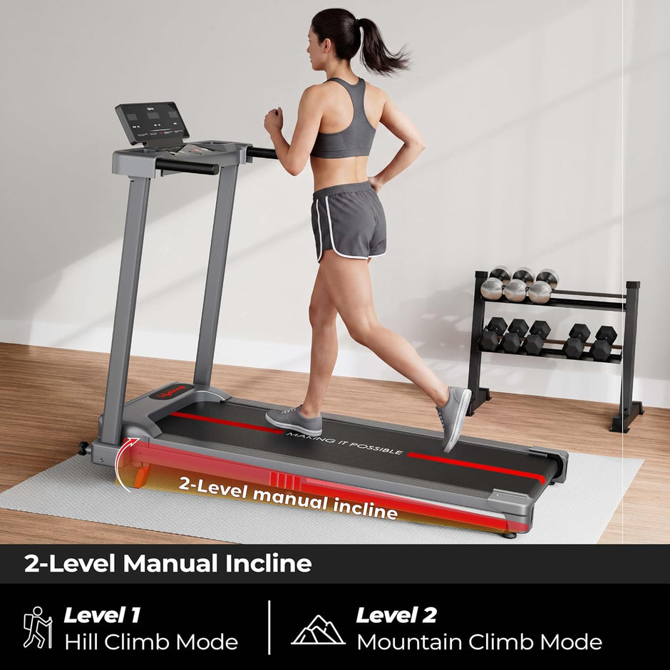 Lifelong 4.5HP Motorized Treadmill for Home | 2 Level Manual Incline | Foldable Handle | Max Speed 12 km/h | LED Display | 12 Workout Programs | 100 kg Capacity | Ideal Gym Equipment for Home Workout