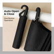 Lifelong UV Umbrella with Novelty Carabiner Handle | 3-Fold Travel Umbrella for Rain | Windproof & Compact for Sun Protection | Auto Open & Close | 8 Ribs Men & Women (Black)