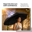 Lifelong UV Umbrella with Novelty Carabiner Handle | 3-Fold Travel Umbrella for Rain | Windproof & Compact for Sun Protection | Auto Open & Close | 8 Ribs Men & Women (Black)