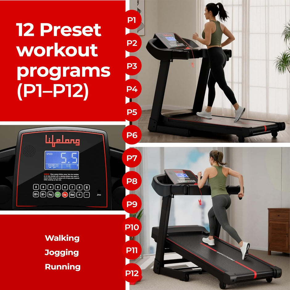 5HP Motorized Treadmill with Peak Motor and 12% Auto Incline