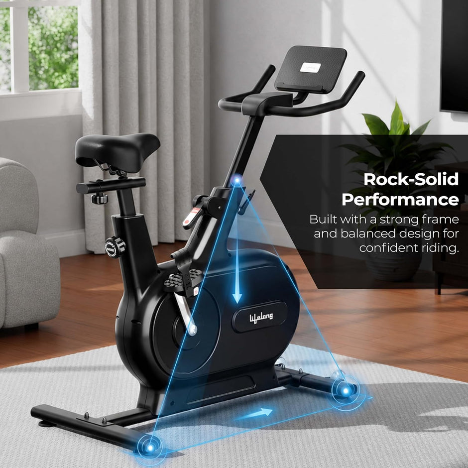 Lifelong Magnetic Spin Fitness Bike|12Kg Flywheel 9-Levels Adjustable Resistance| Gym Equipment| Exercise Cycle for Home with Magnetic Brake|Gym Equipment for Home Workout| Max Weight-120 kg