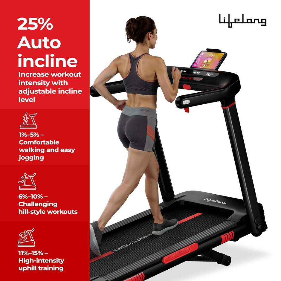 6HP Motorized Treadmill with 25 Levels Auto Incline