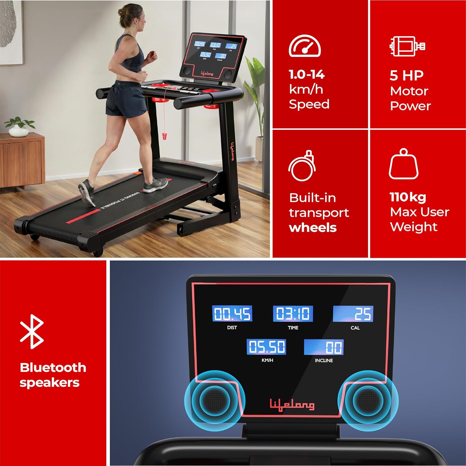 5HP Peak Foldable Treadmill