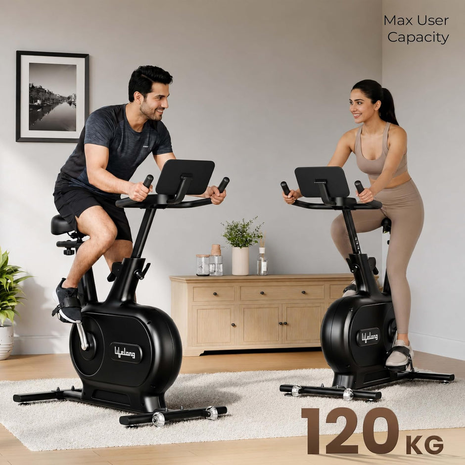 Lifelong Magnetic Spin Fitness Bike|12Kg Flywheel 9-Levels Adjustable Resistance| Gym Equipment| Exercise Cycle for Home with Magnetic Brake|Gym Equipment for Home Workout| Max Weight-120 kg