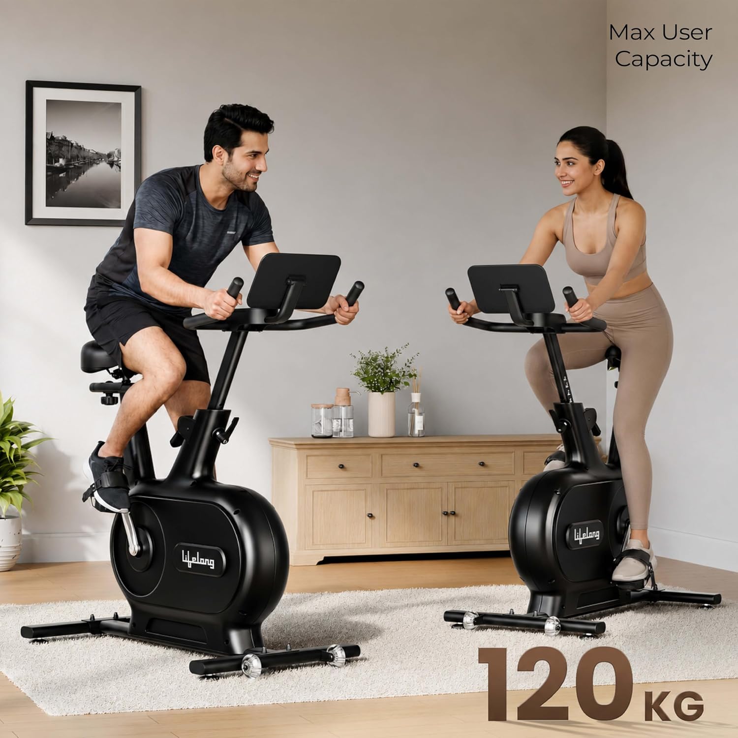 Lifelong Magnetic Spin Fitness Bike|12Kg Flywheel 9-Levels Adjustable Resistance| Gym Equipment| Exercise Cycle for Home with Magnetic Brake|Gym Equipment for Home Workout| Max Weight-120 kg