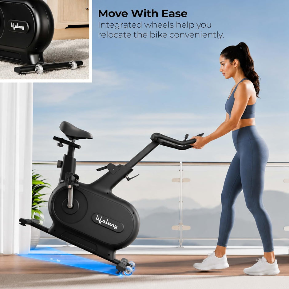 Lifelong Magnetic Spin Fitness Bike|12Kg Flywheel 9-Levels Adjustable Resistance| Gym Equipment| Exercise Cycle for Home with Magnetic Brake|Gym Equipment for Home Workout| Max Weight-120 kg