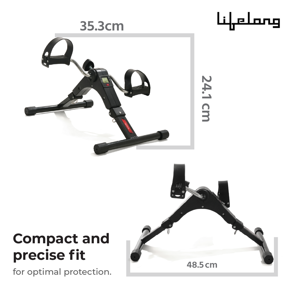 Lifelong Mini Pedal Exerciser | Under Desk Cycle for Arms & Legs | Adjustable Resistance | Digital Display | Foldable Design | Compact Exercise Bike for Home, Office & Physiotherapy