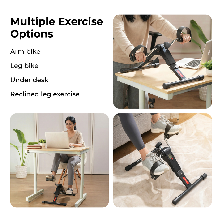 Lifelong Mini Pedal Exerciser | Under Desk Cycle for Arms & Legs | Adjustable Resistance | Digital Display | Foldable Design | Compact Exercise Bike for Home, Office & Physiotherapy