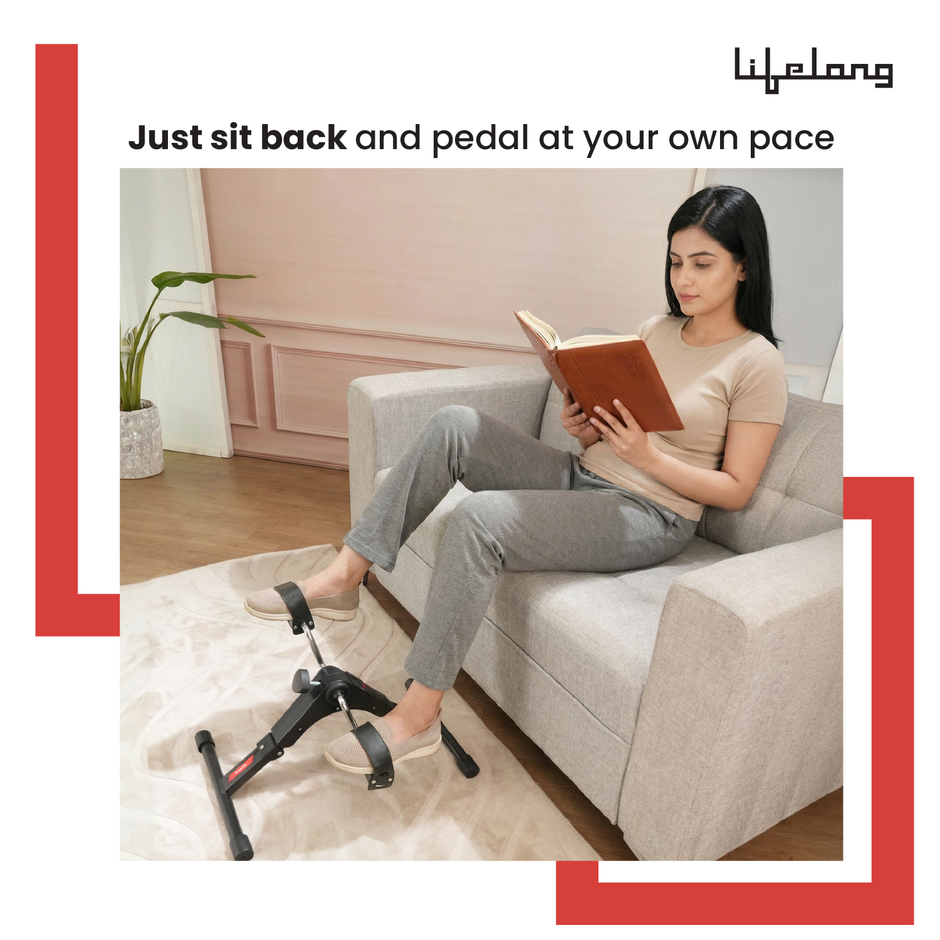 Lifelong Mini Pedal Exerciser | Under Desk Cycle for Arms & Legs | Adjustable Resistance | Digital Display | Foldable Design | Compact Exercise Bike for Home, Office & Physiotherapy