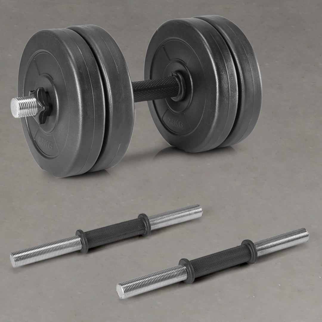 PVC Home Gym Set 10kg Plate 3feet curl Rod and Dumbbells rods with Gym Accessories