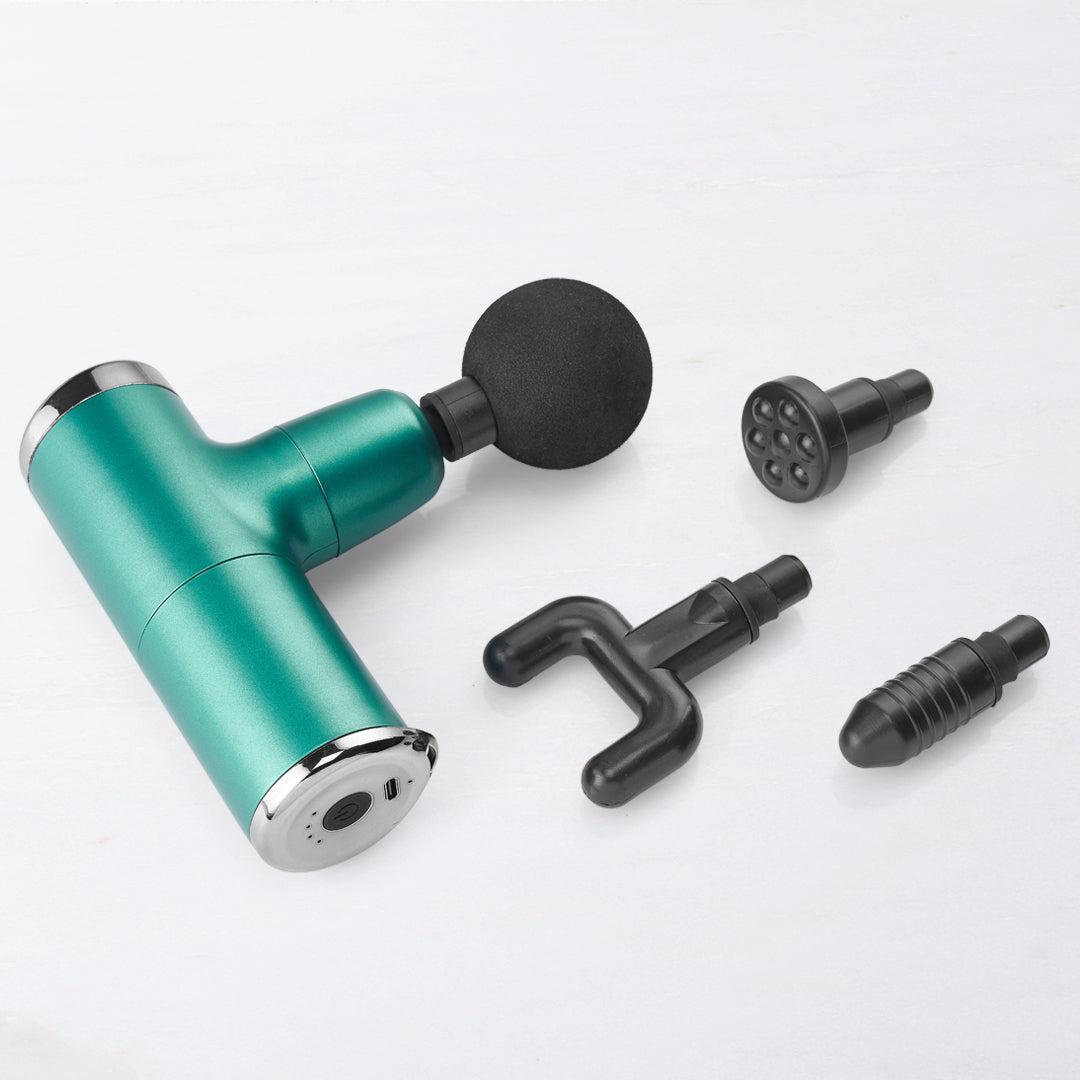 Wireless Mini Gun Massager with 4 heads, Green