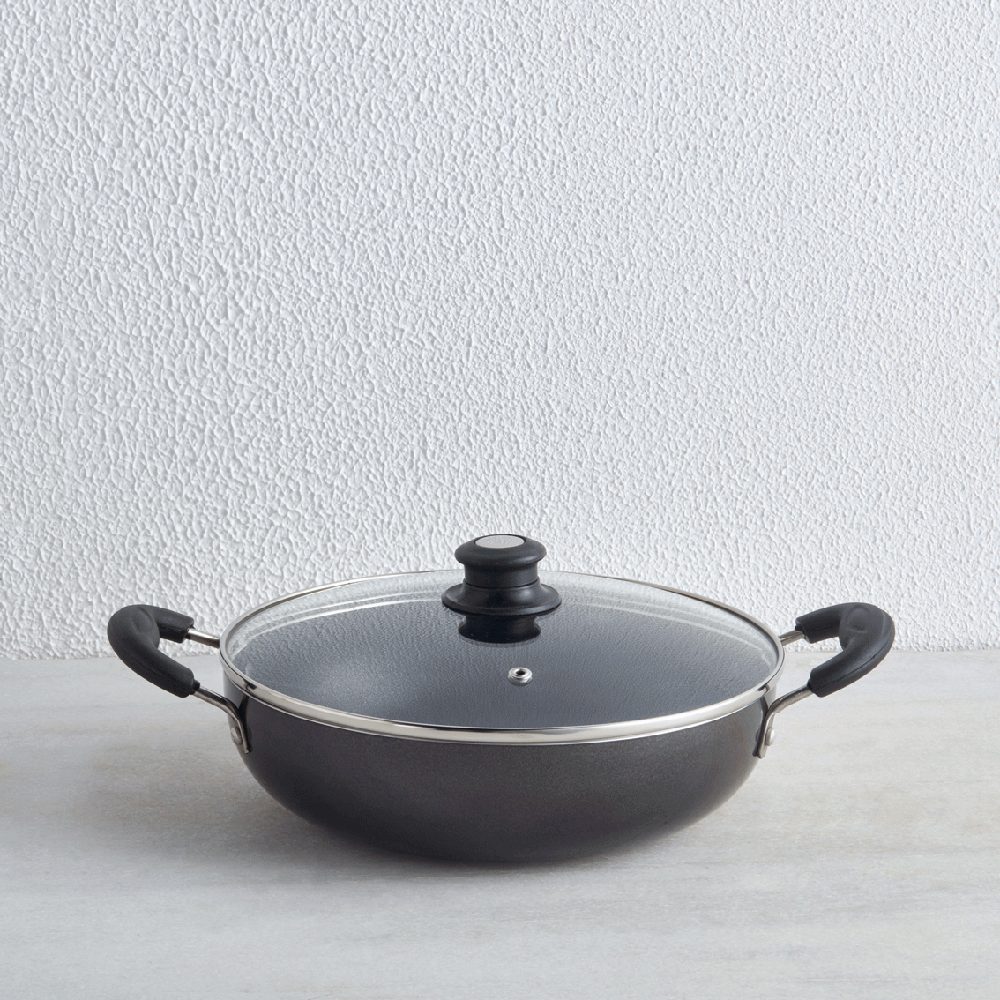 Non-Stick 2 Litre Kadhai With Glass Lid, 24 cm (Induction & Gas Compatible)